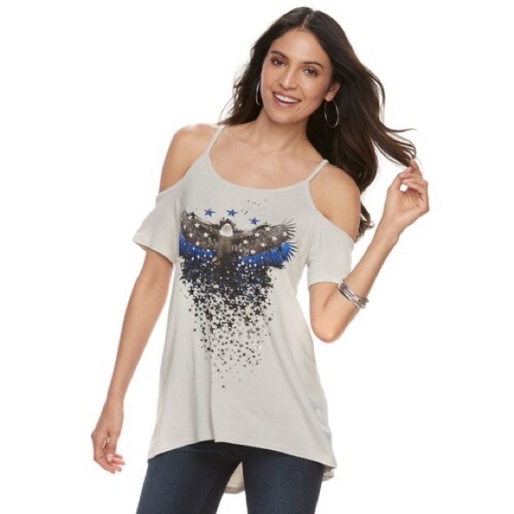 Rock & Republic Eagle Cutout Tee L